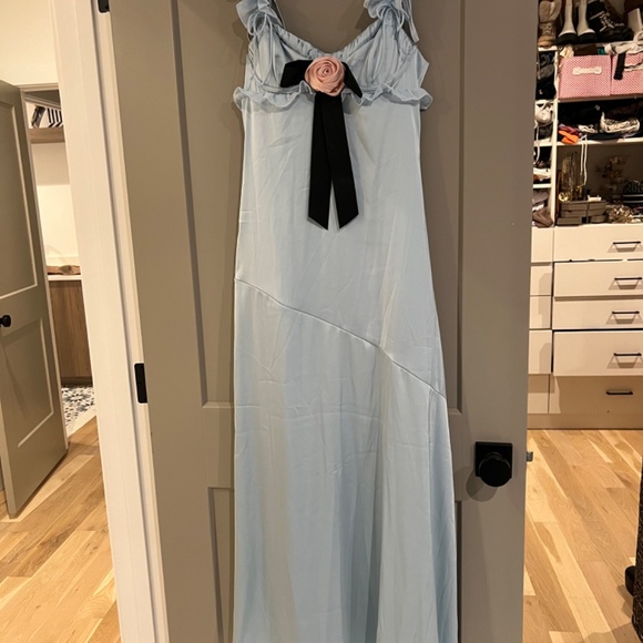 For Love and Lemons blue maxi dress with bow - Picture 2 of 5